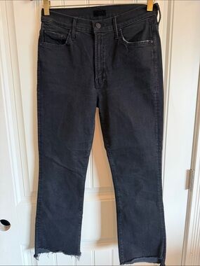 MOTHER Black Insider Crop Step Fray Hem